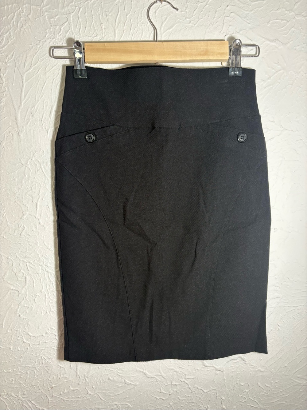 Classic Black Pencil Skirt - Sleek Office Style Stretch Form Fitting